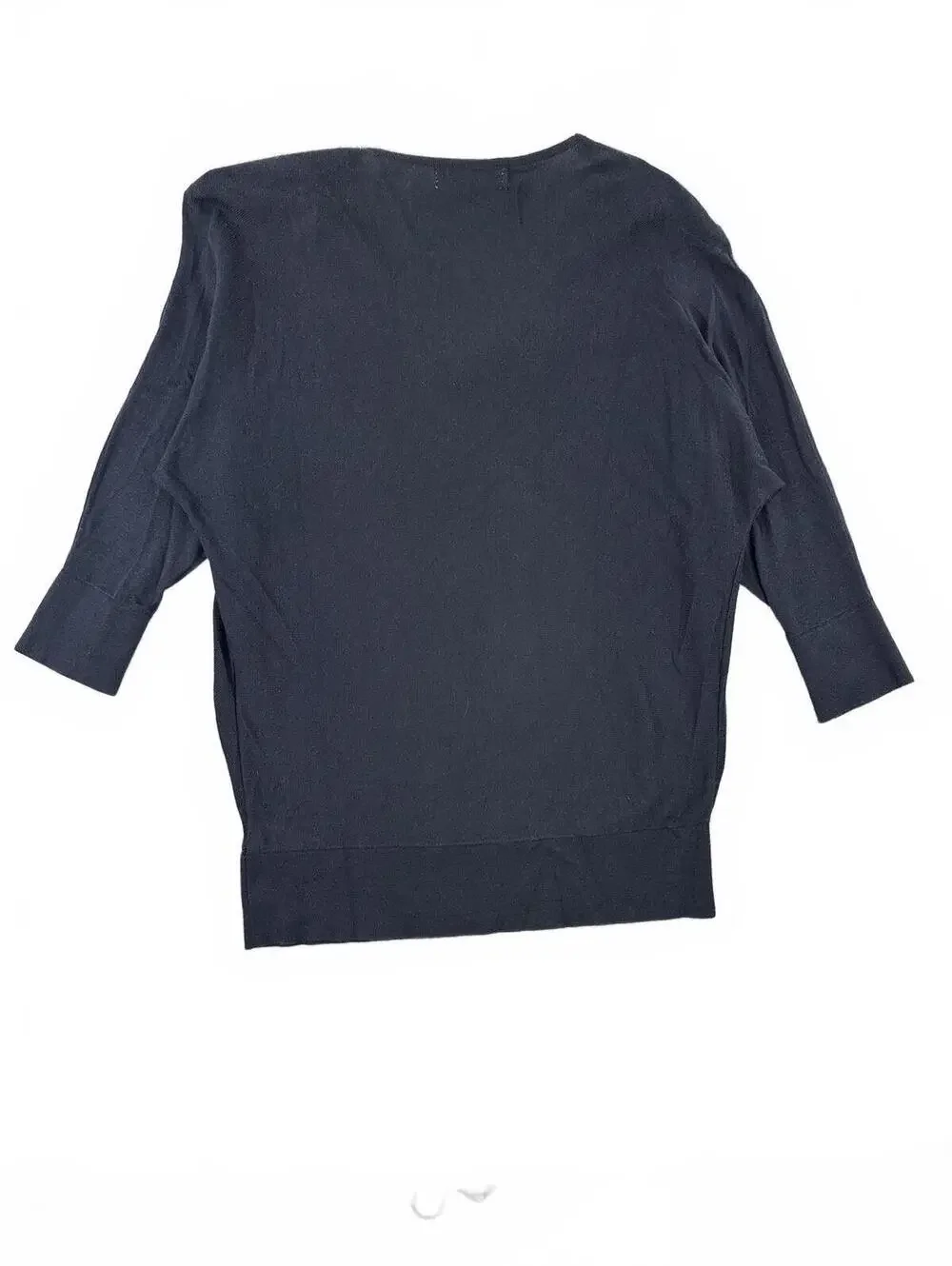 Michael Kors Navy Sweater with Draped Neckline and Gold Zipper Shoulder Accents